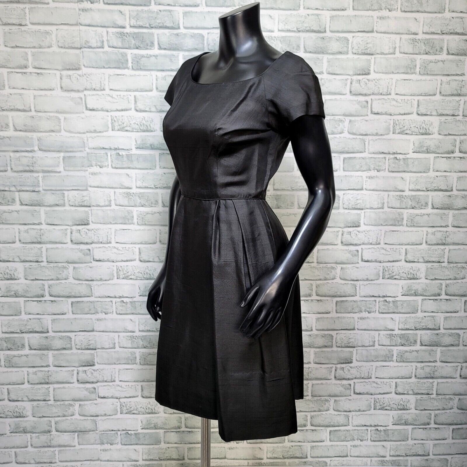 Vintage 60s Handmade Black Cocktail Dress A Line Mod Mad Men Party Womens S
