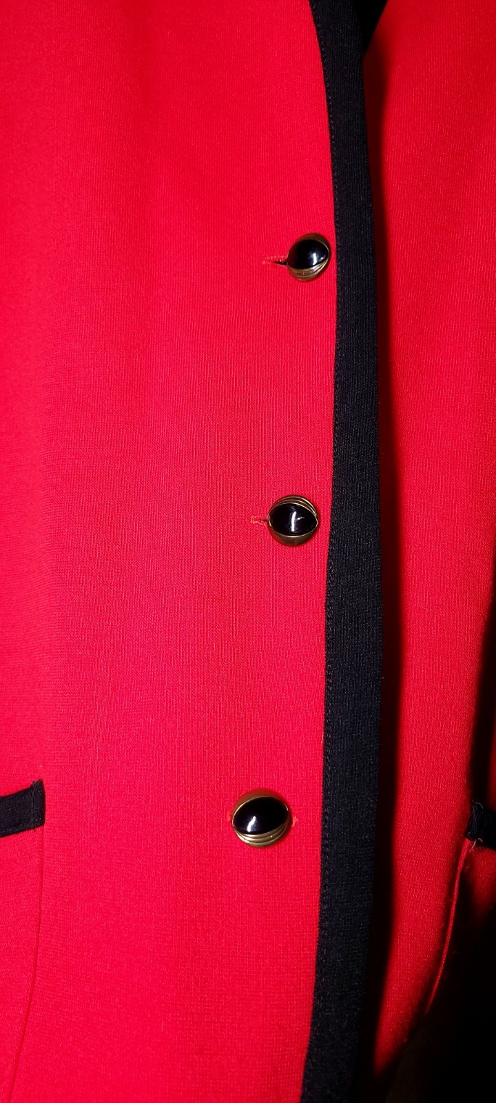Vintage Size 14 Red W/ Black Trim Pablo Collection Cardigan Blazer