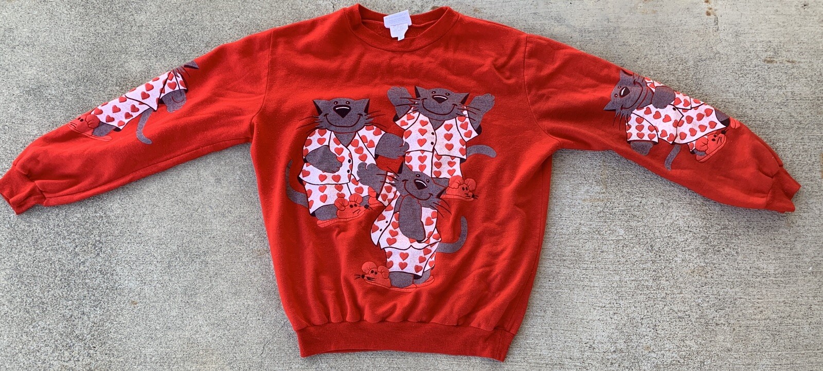 Vintage Cat And Mouse Sweatshirt Cats In Pajamas Scarab San Francisco L 80s