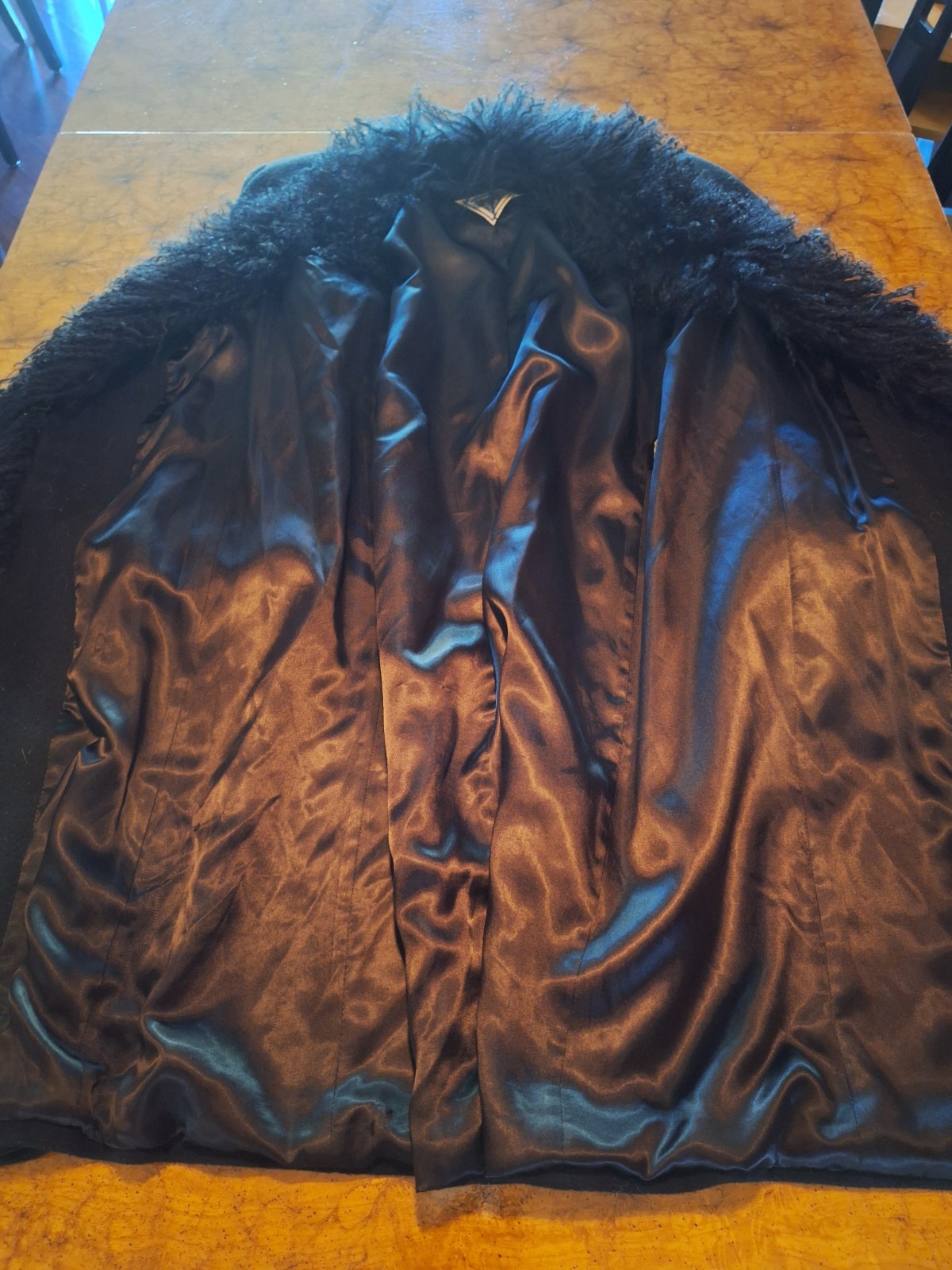 VTG 90s Y2K Marvin Richards Genuine Mongolian Curly Lamb Wool Penny Lane Coat 12