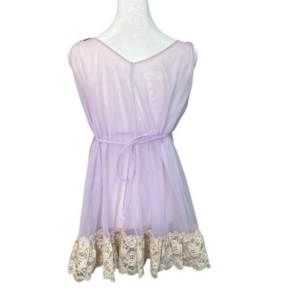 VTG Jenelle of California Purple Lavender Sheer Chiffon Peignoir Babydoll Small