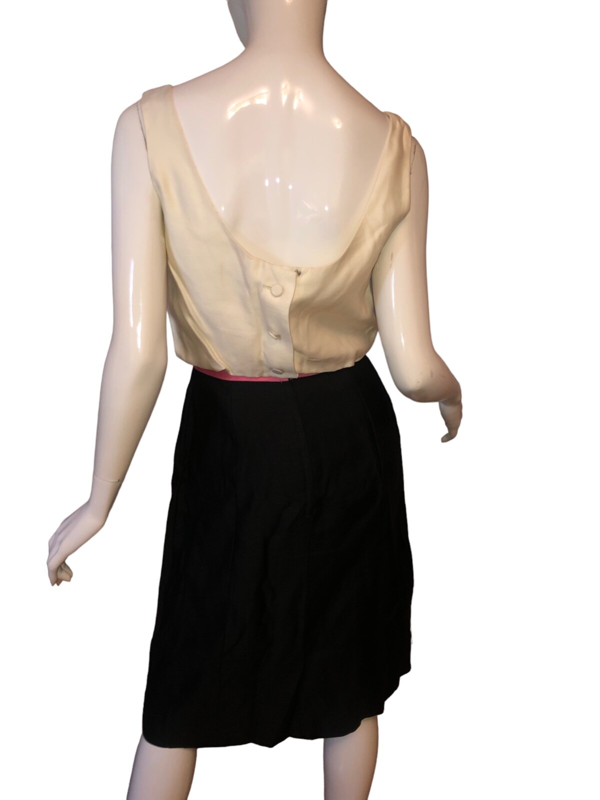 Vtg 50s 60s JANE STEVENS Dress 11 Mod COLOR Block CAREER PINUP Cocktail SHEATH