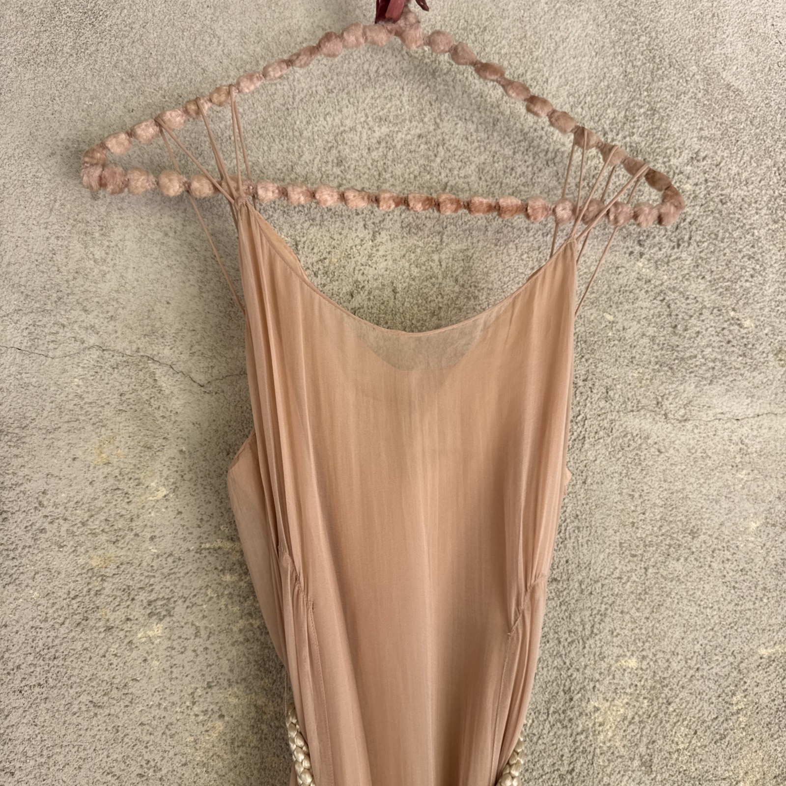 Vintage 1930s Lightest Pink Silk Chiffon Gown Triple Strap Maxi Fairy Dress