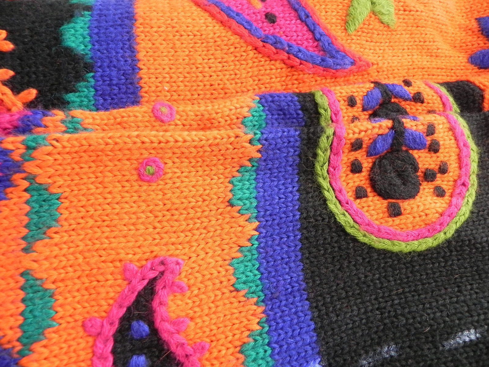 Vtg The Limited Sweater Wool Blend Tunic Vibrant Multi-Color Embroidery Size M/L