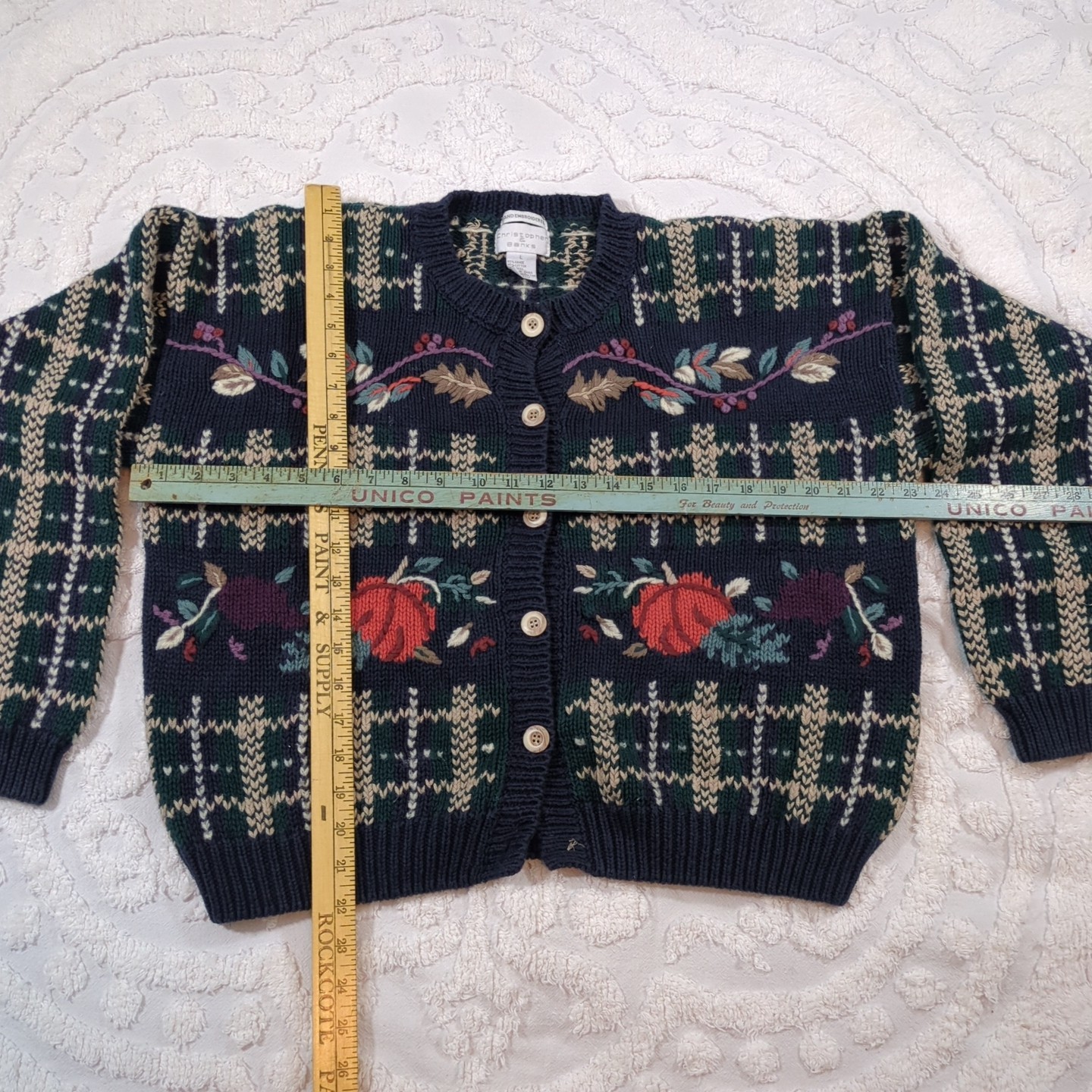 VTG CJ Banks Embroidered Pumpkin Cardigan Fall Grandma Cottagecore Teacher L