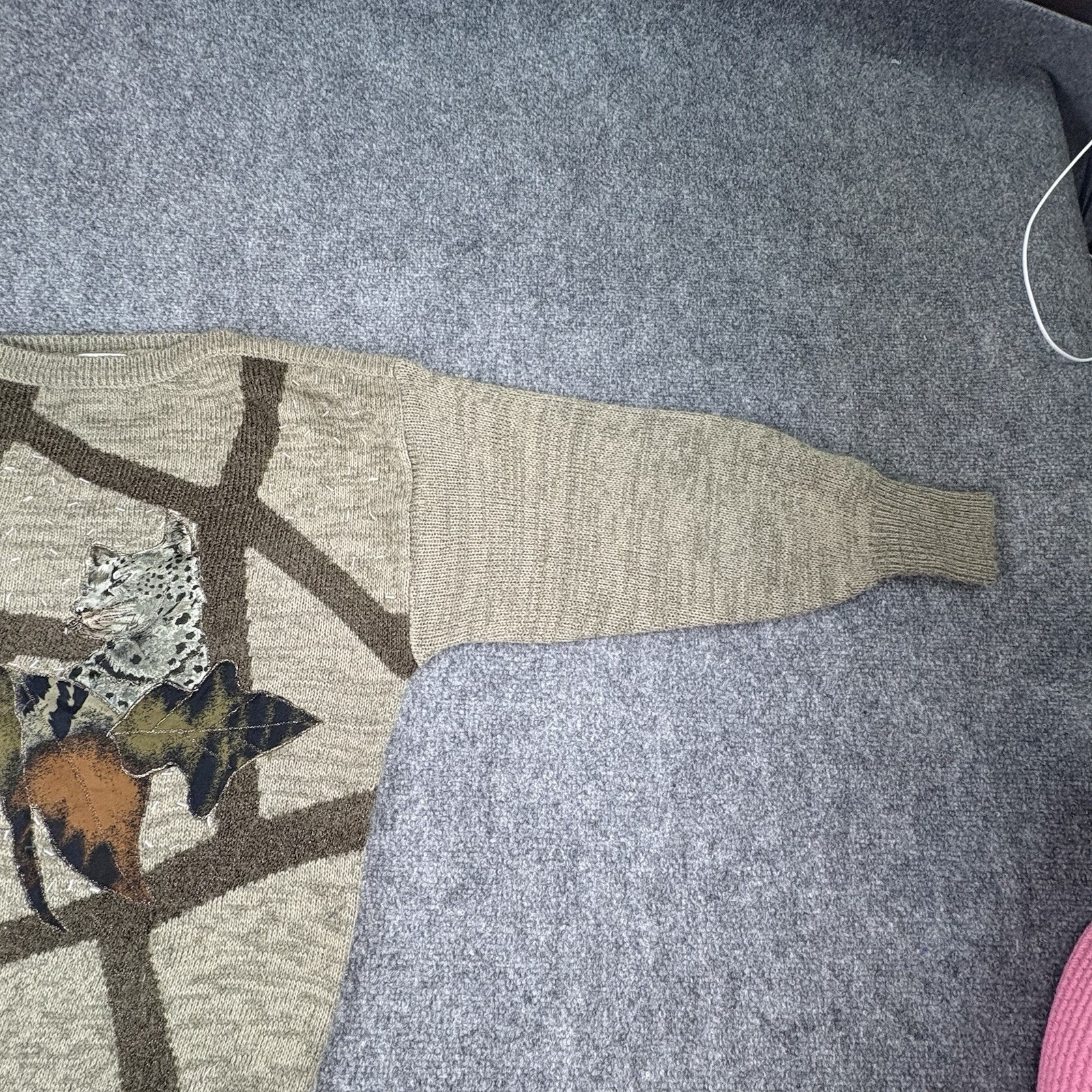 VTG 80s 90s Exotic Leopard Sweater Womens L Applique Novelty Whimsigoth Jungle