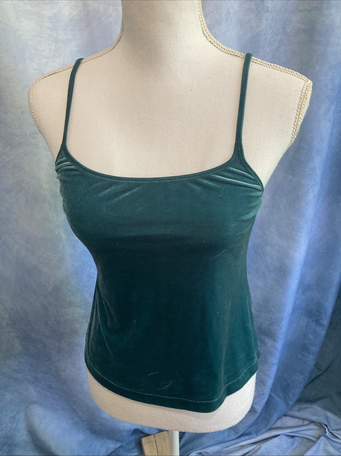 VTG 90s Warner’s Velvet Beware Cami Teal Green Spaghetti Strap Top Medium Grunge