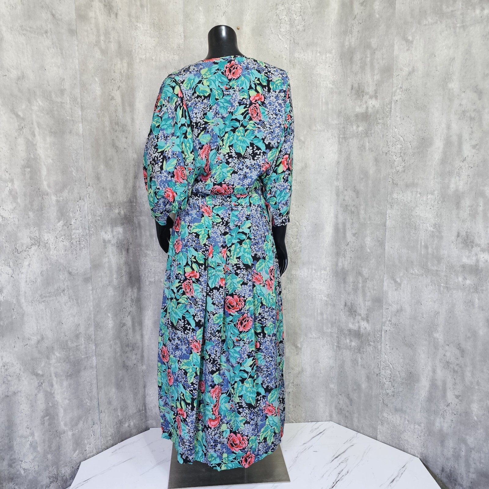 Vintage 70s 80s Irene Kasmer Floral Crepe Batwing Blouse Maxi Skirt Set Outfit