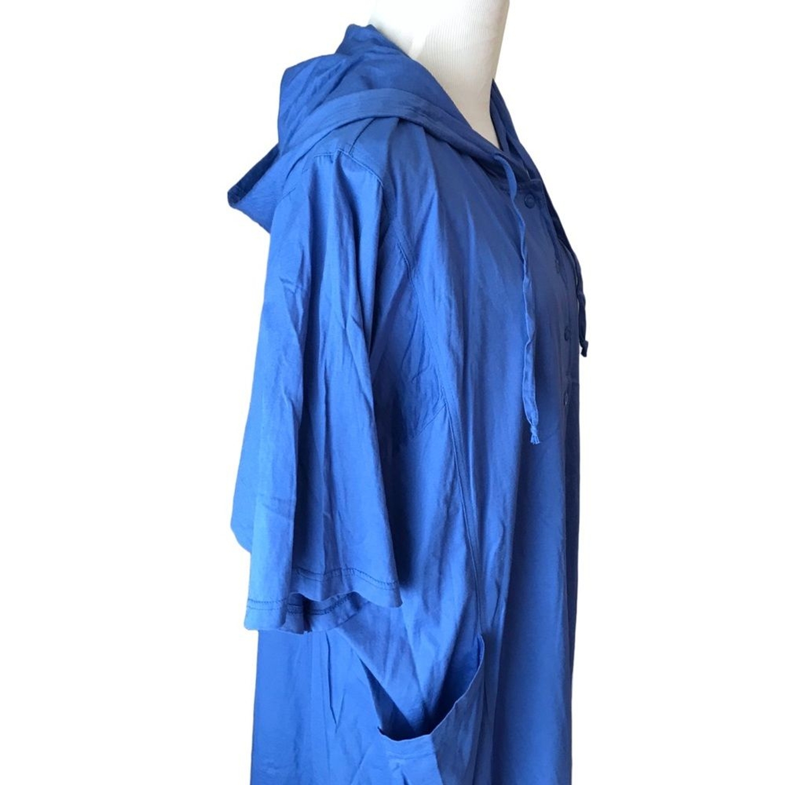 Vintage Marimekko cobalt blue hooded caftan / housecoat