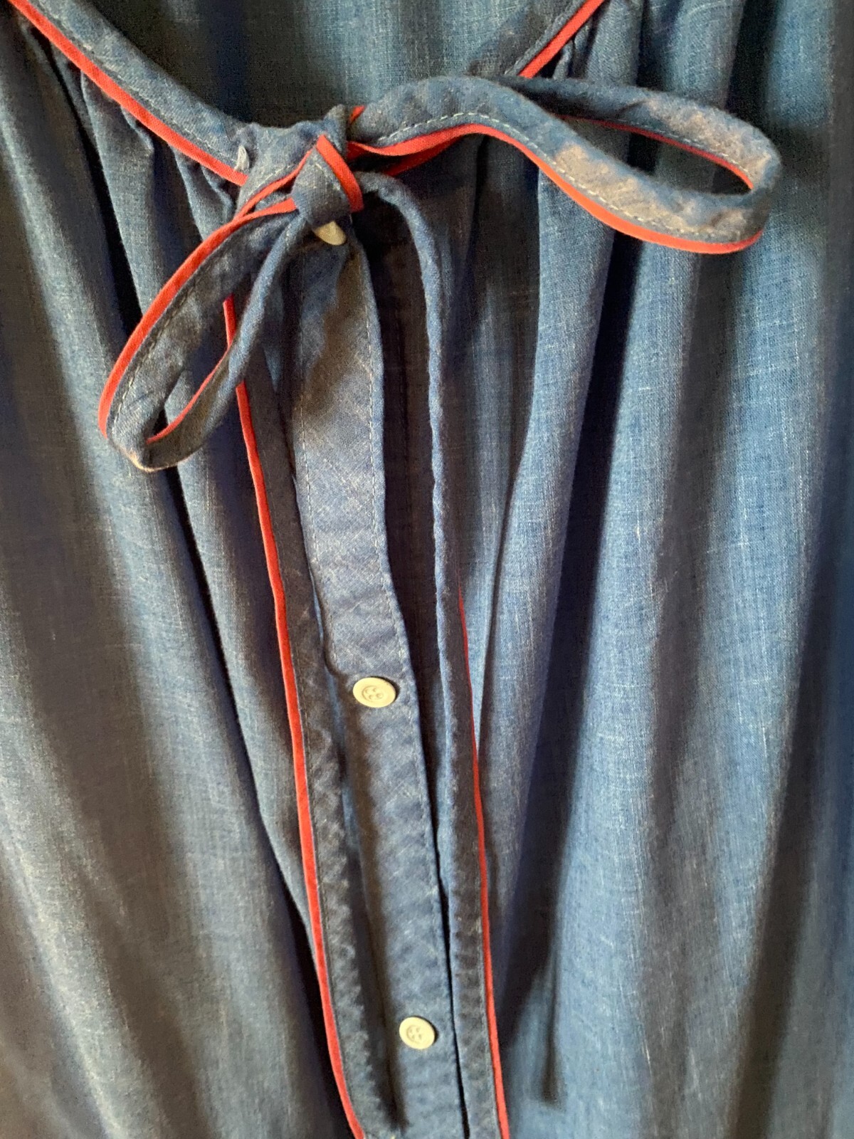 Vintage Smart Time Small Duster Robe House Dress Blue Snap Up Flower Union Made