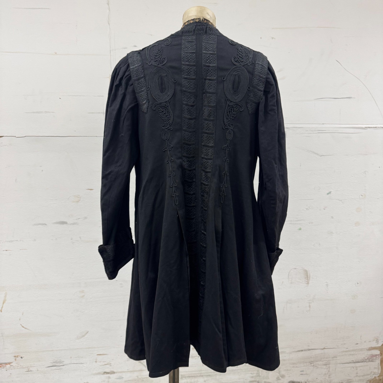 Antique Victorian Edwardian Black Frock Coat Soutache 1880s-1910s Gothic