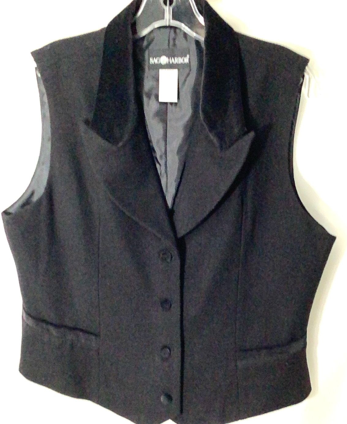 Vintage Sag Harbor Tailored Vest 90s Career Wear Velvet Trim Structured Top Y2k