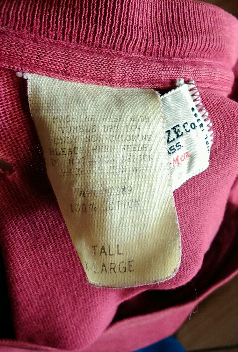 Vintage 60s 70s Distressed Faded XL Tall Maroon Blank T Shirt XLT