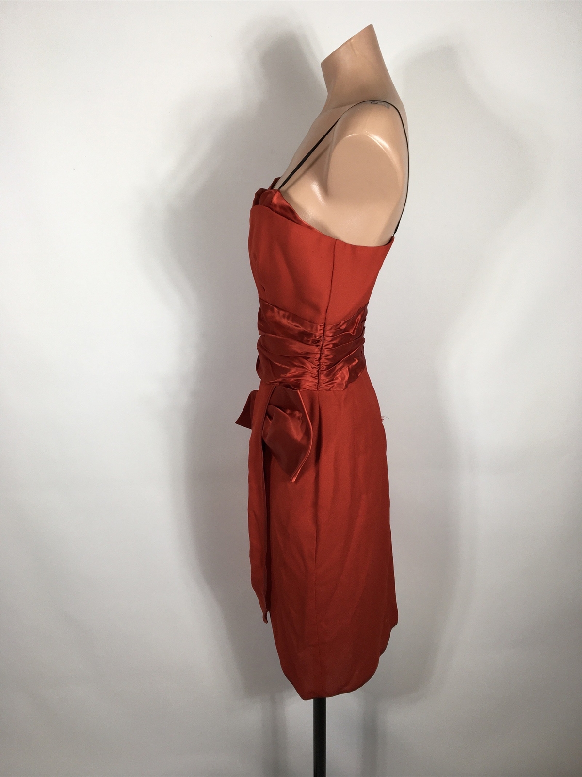 Vtg 80s Womens Prom Dress Formal Red Wrap Sweetheart Satin Darcy Sexy Union Made