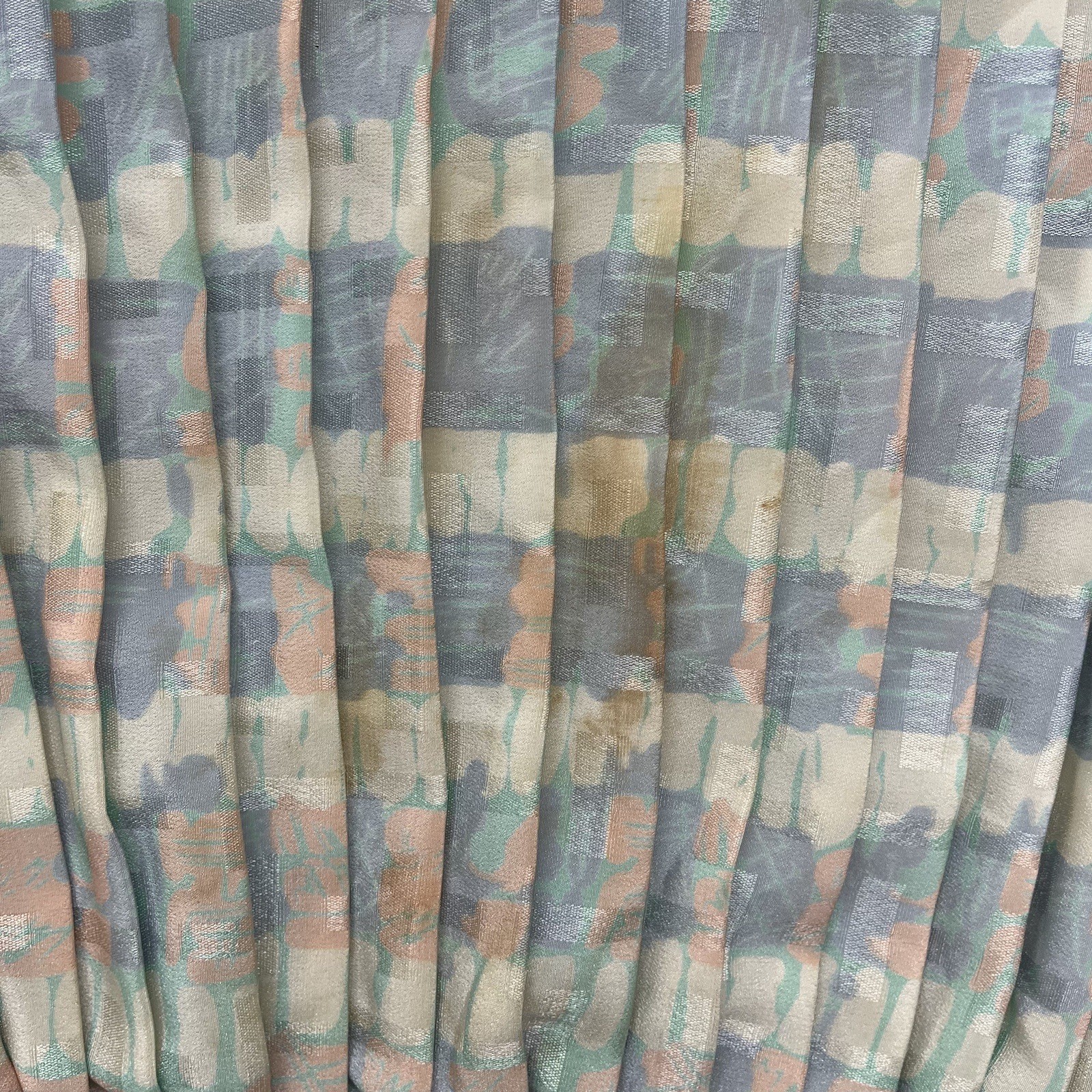 60’s 70’s Mavinette Dress Womens 14 Blue Geometric Accordion Secretary Vintage