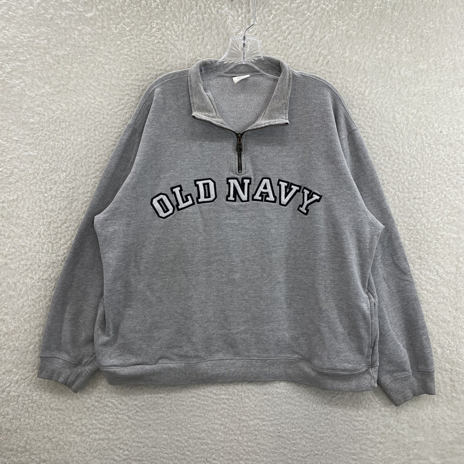 Y2K Vintage Old Navy Sweatshirt Sweater XL Logo Spellout Sporty 1/4 Zip Pullover