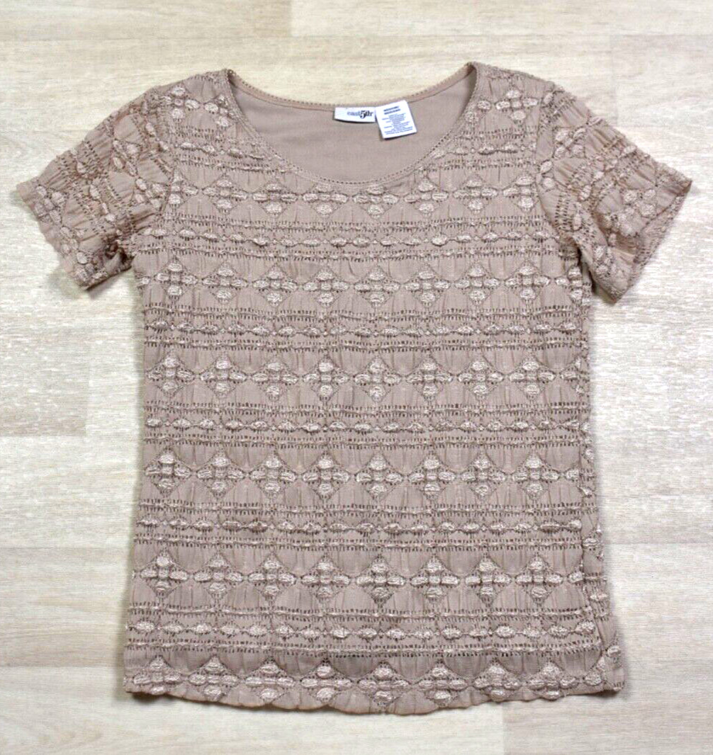 Y2K East 5th T Shirt babydoll Tee Beige Stretch Bodycon VTG 2000s