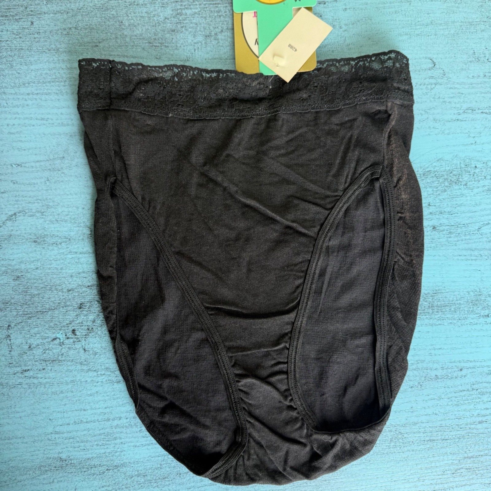 NWT Vtg 80s Alba Nylon Lace High French Cut Panties In Black Sz 4-7