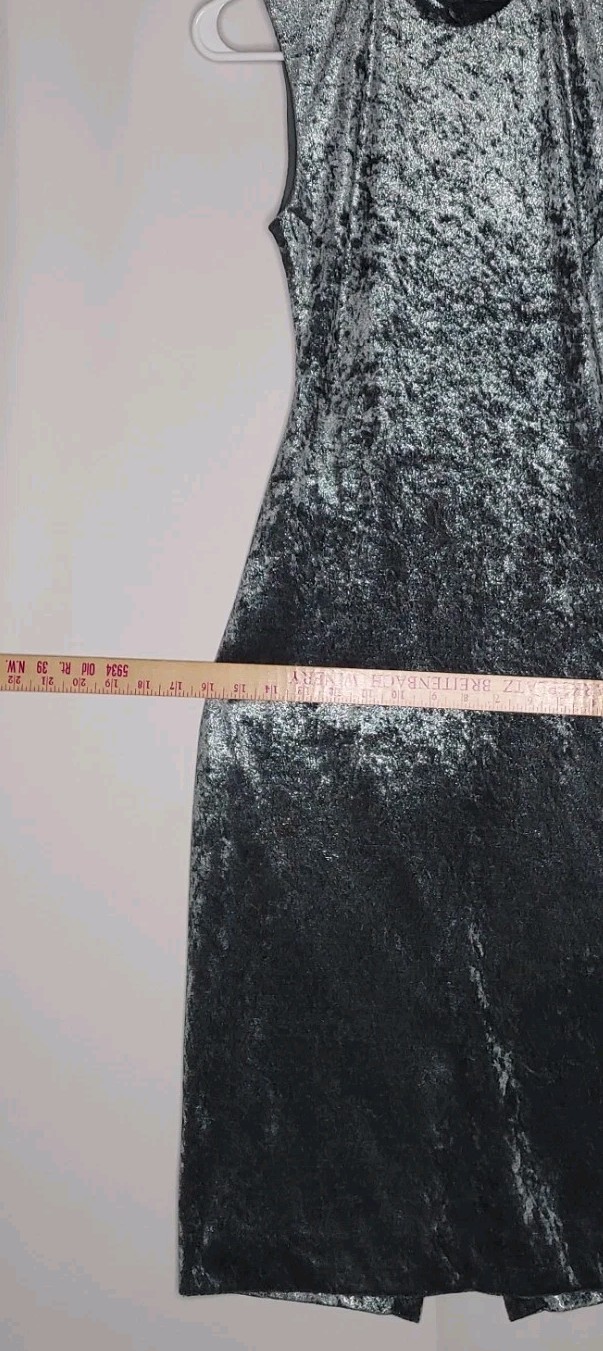 De Laru Sheila Yen Velvet Open-Back Midi Dress Jr 3/5 Gray Sheath 90s Formal