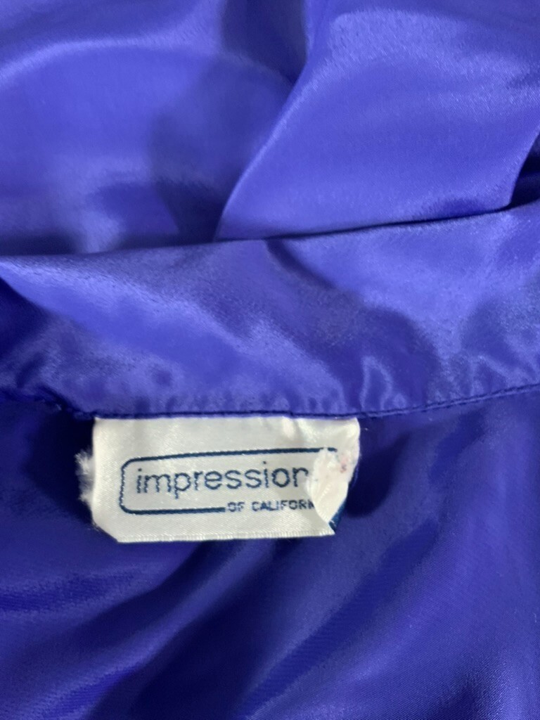 VTG 80’s Impressions Of California Women Top Sz M Blouse Blue Silky NICE!