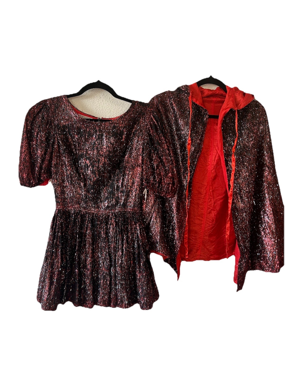 Vintage Williams Costume Metallic Mini Dress Cape Set XS/S Showgirl Burlesque