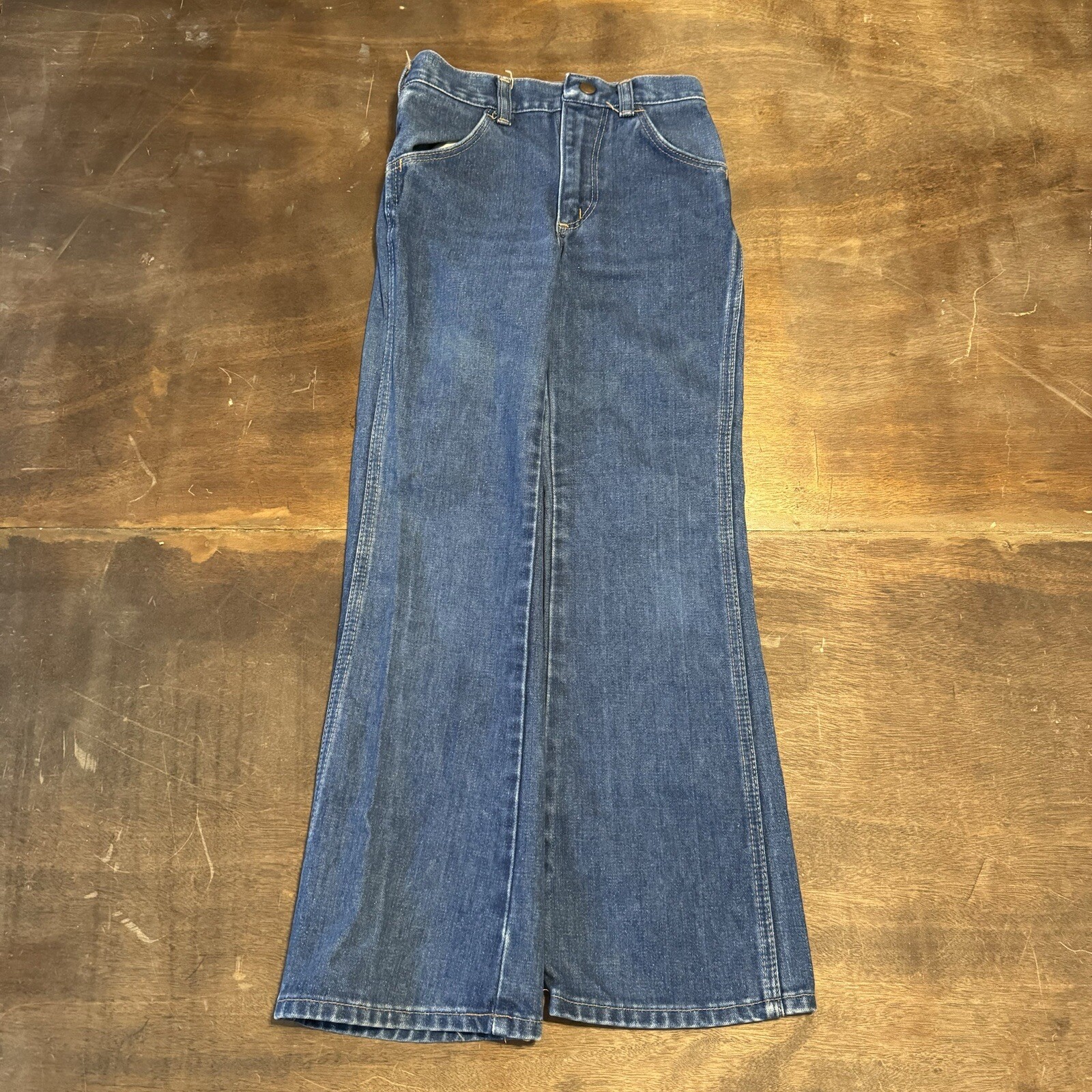 Vintage Wrangler Jeans Denim Kids Sze 10 Slim (23×23) Made In USA talon zipper