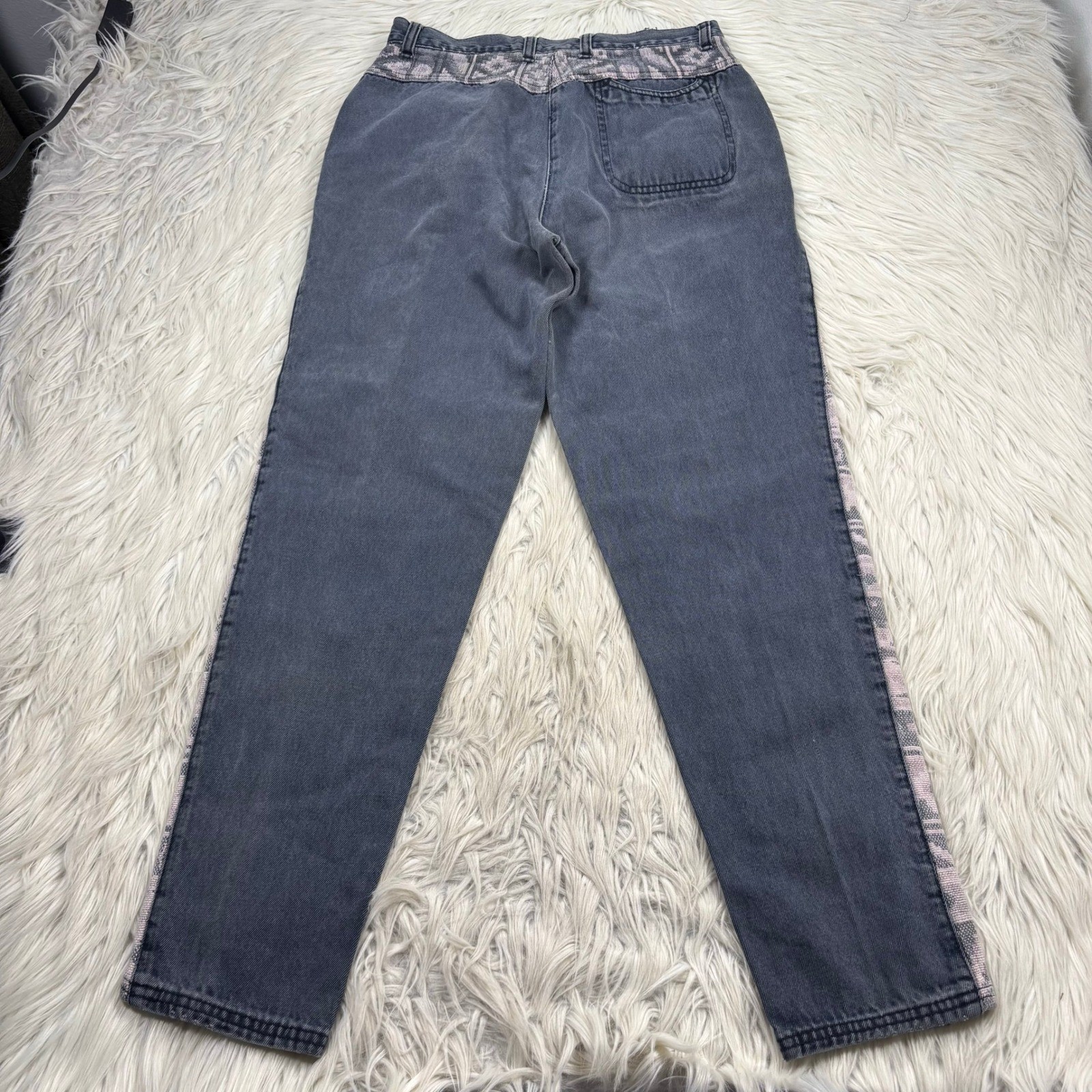 Vintage 90’s LA Blues Women’s 27 Gray Navaho Blanket Side Stripe Tapered Jeans