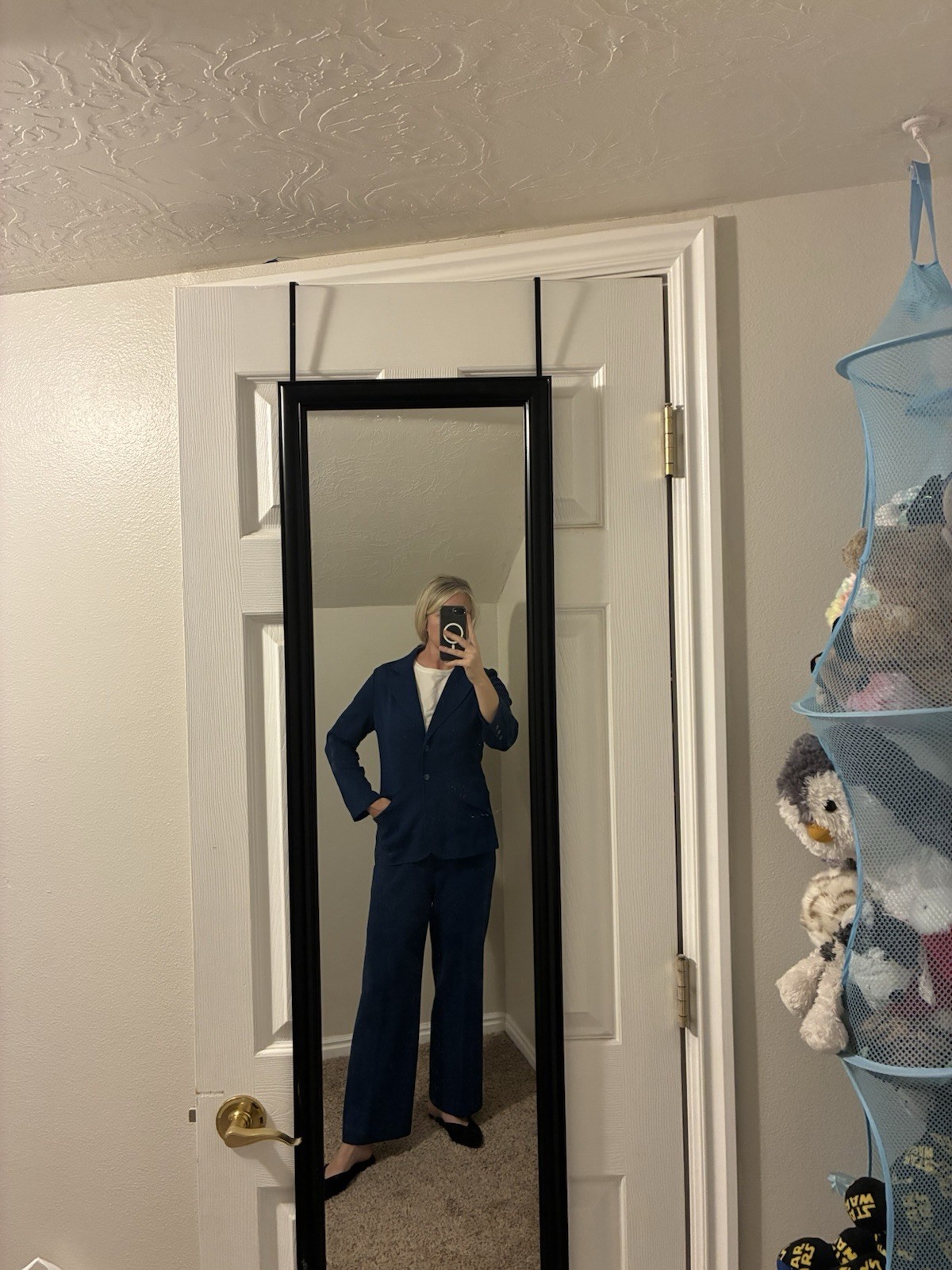 Vintage 70s Jantzen Women’s Suit Navy Blue Polyester Size Large Machine Wash
