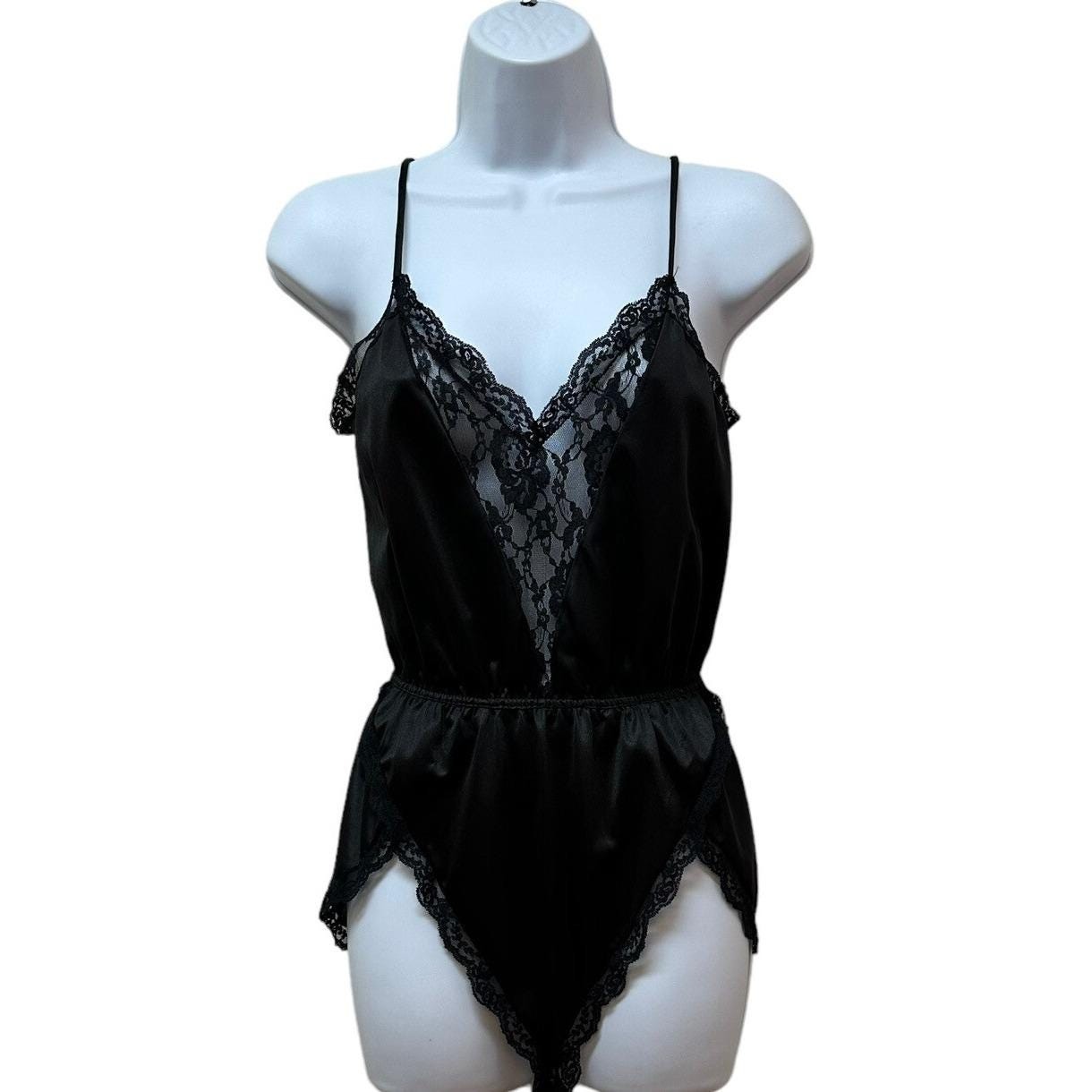 Vintage Glydons Nylon Lace Teddy Romper Sexy Lingerie High Cut Skimpy Made USA S