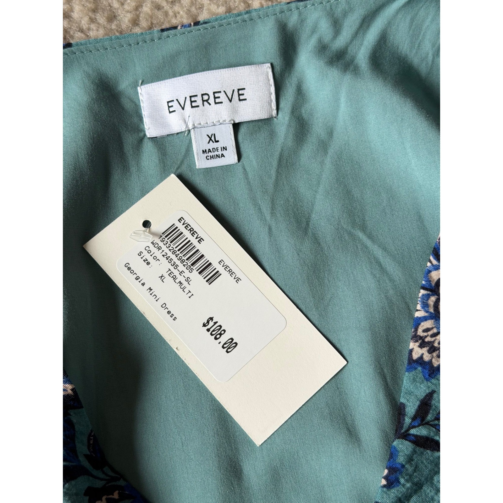 Evereve Mini Dress Georgia NEW Sleeveless Floral Blue Teal Multi XL