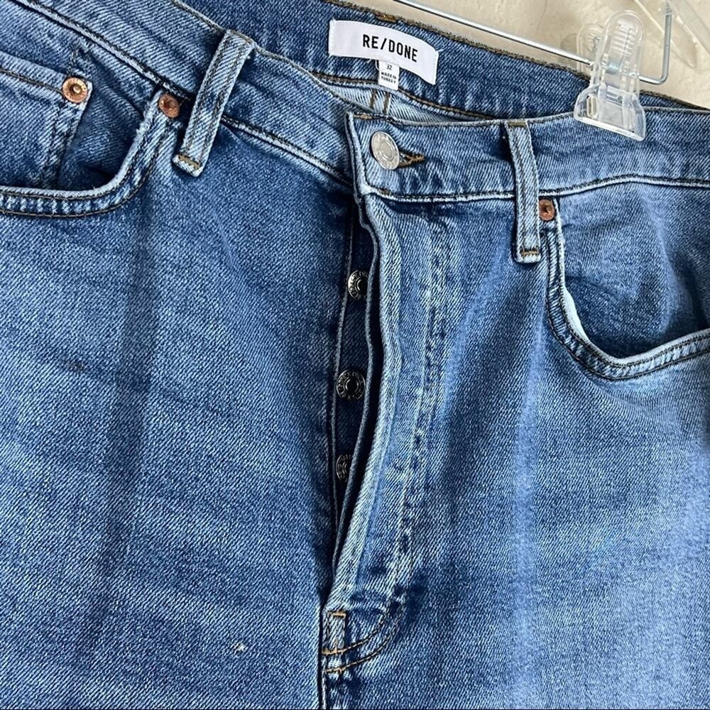 RE/DONE 70s Stove Pipe Jeans Blue Shadow High Rise Straight Leg NWT Sz 32