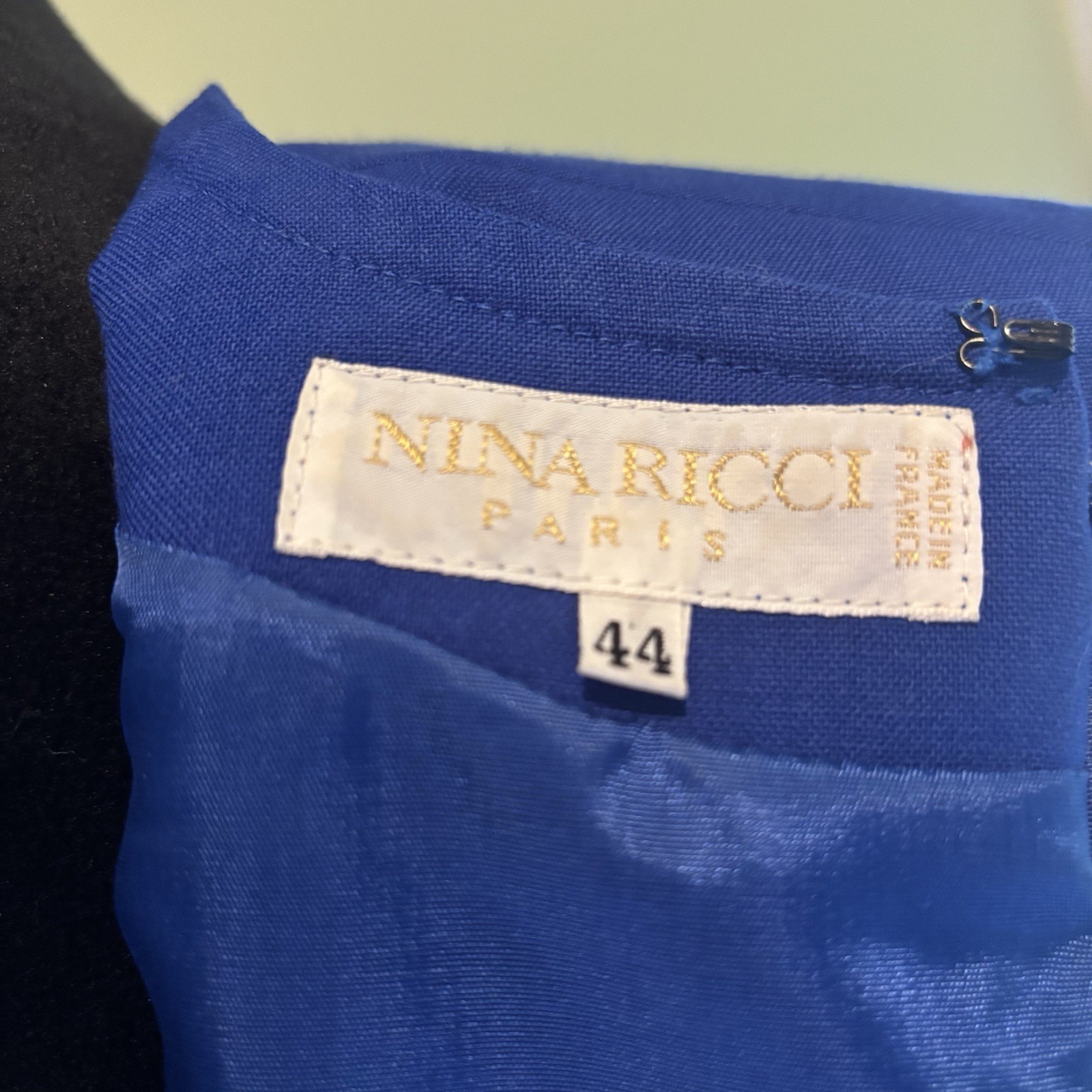 NWOT Vintage Nina Ricci Royal Blue Dress With Decorative Bow Size FR 44/ US 12