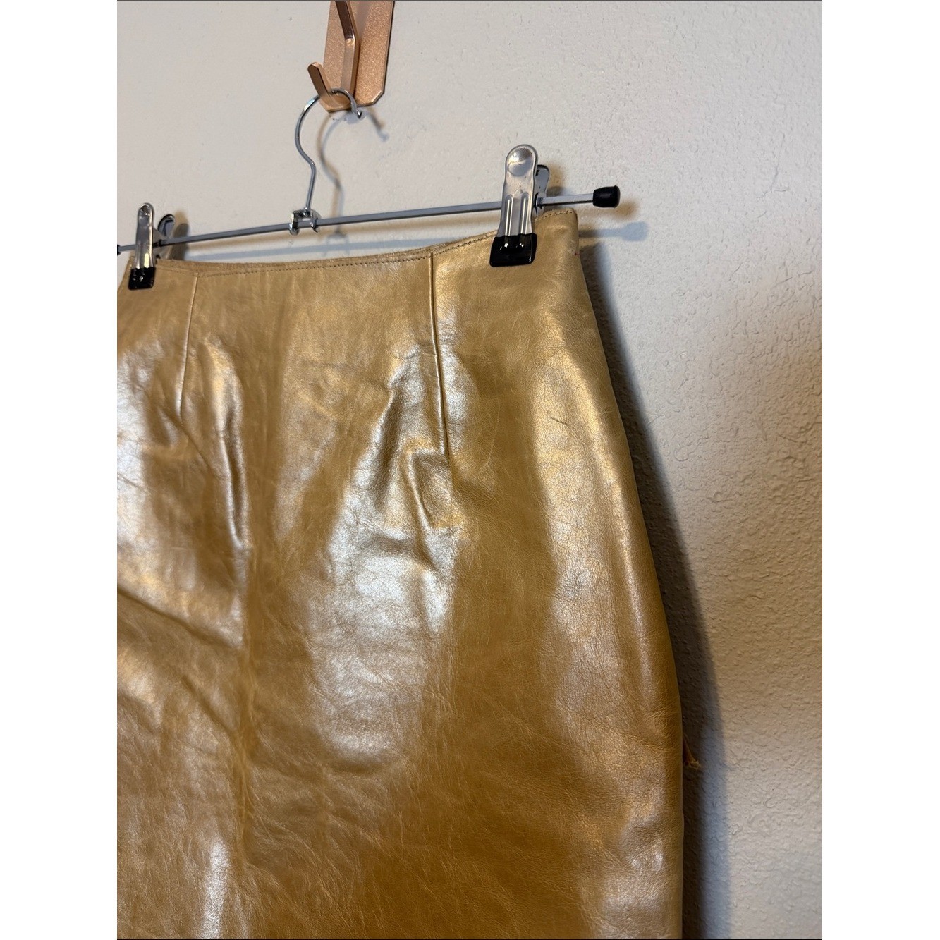 Vivienne Tam Fall 2000 gold leather skirt Size 1 Size Small NWT