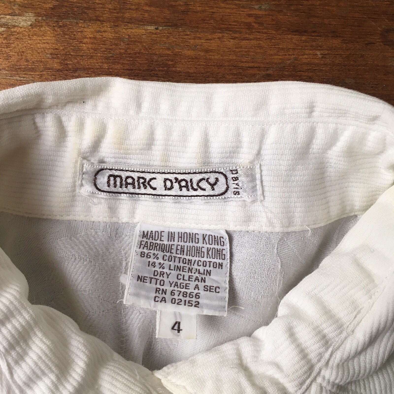 Marc D’alcy White Blouse With Geometric Patches and Beads 1980s Vintage
