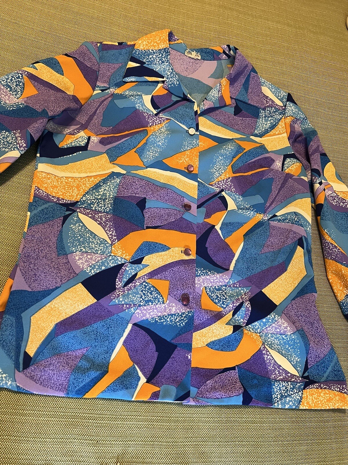 Vintage Pykettes Mod Geometric Blouse Tunic Purple/Turquoise/Orange -M/L