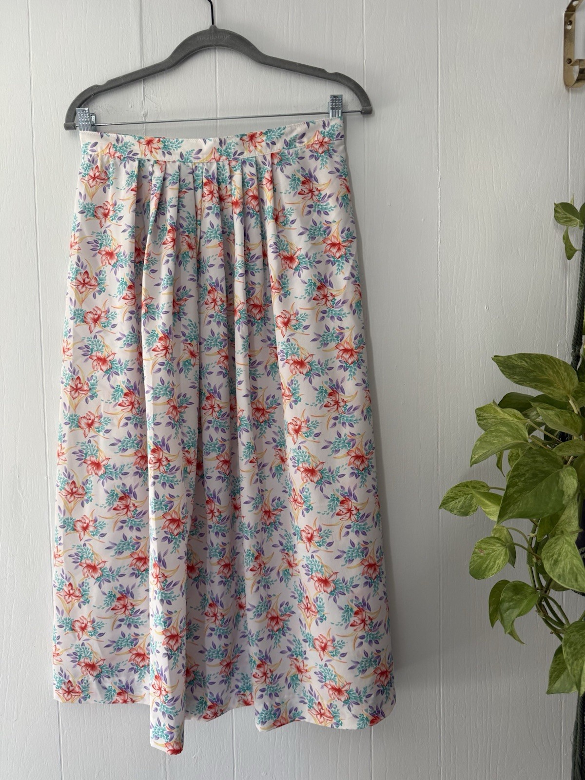 Vintage Wyndham ILGWU Pastel Midi Skirt Cottagecore Spring Tropical USA Union 12