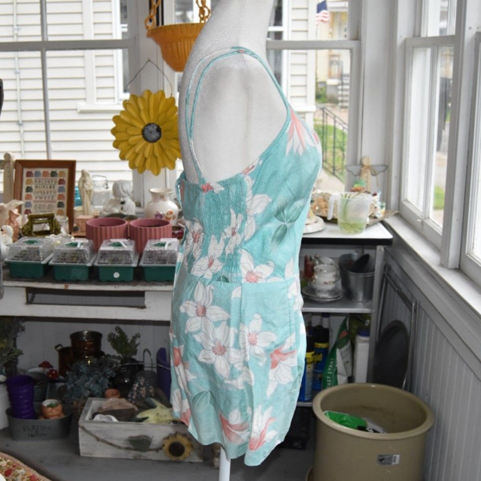 Vintage Hawaiian Playsuit Sun Fashions Floral Wrap Romper M Hawaii