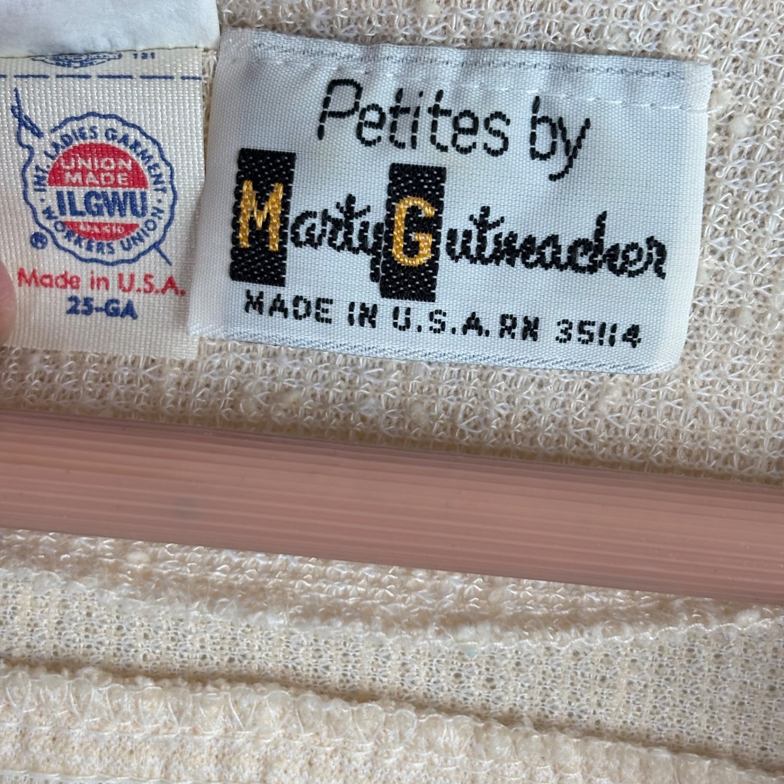 Vtg Marty Gutmacher Duster Cardigan 10P Ivory Brass Buttons Old Money Easter