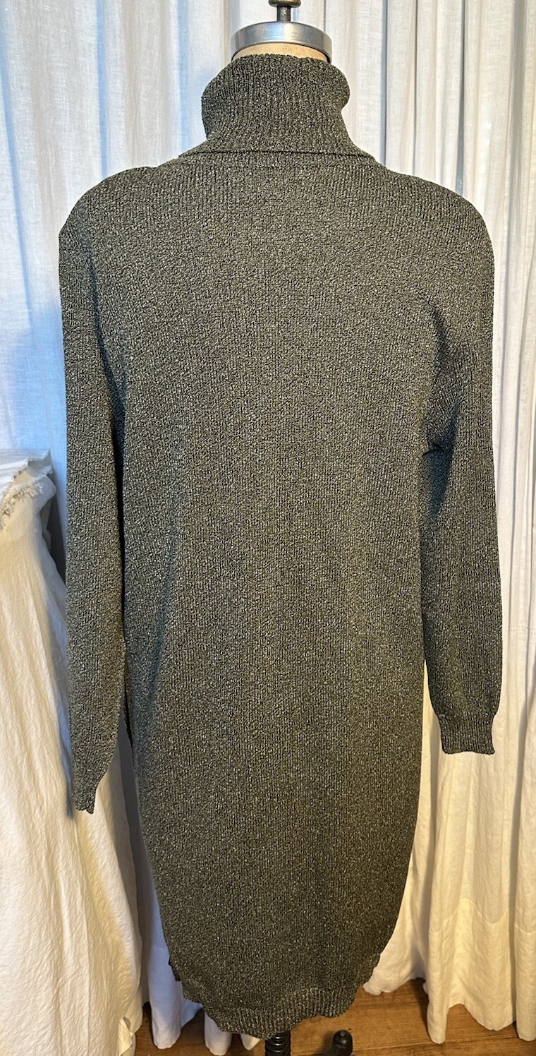 Vintage ANNE PEDERSEN Womens Grey Knee L Sweater Knit Turtle Neck Dress SzM Used