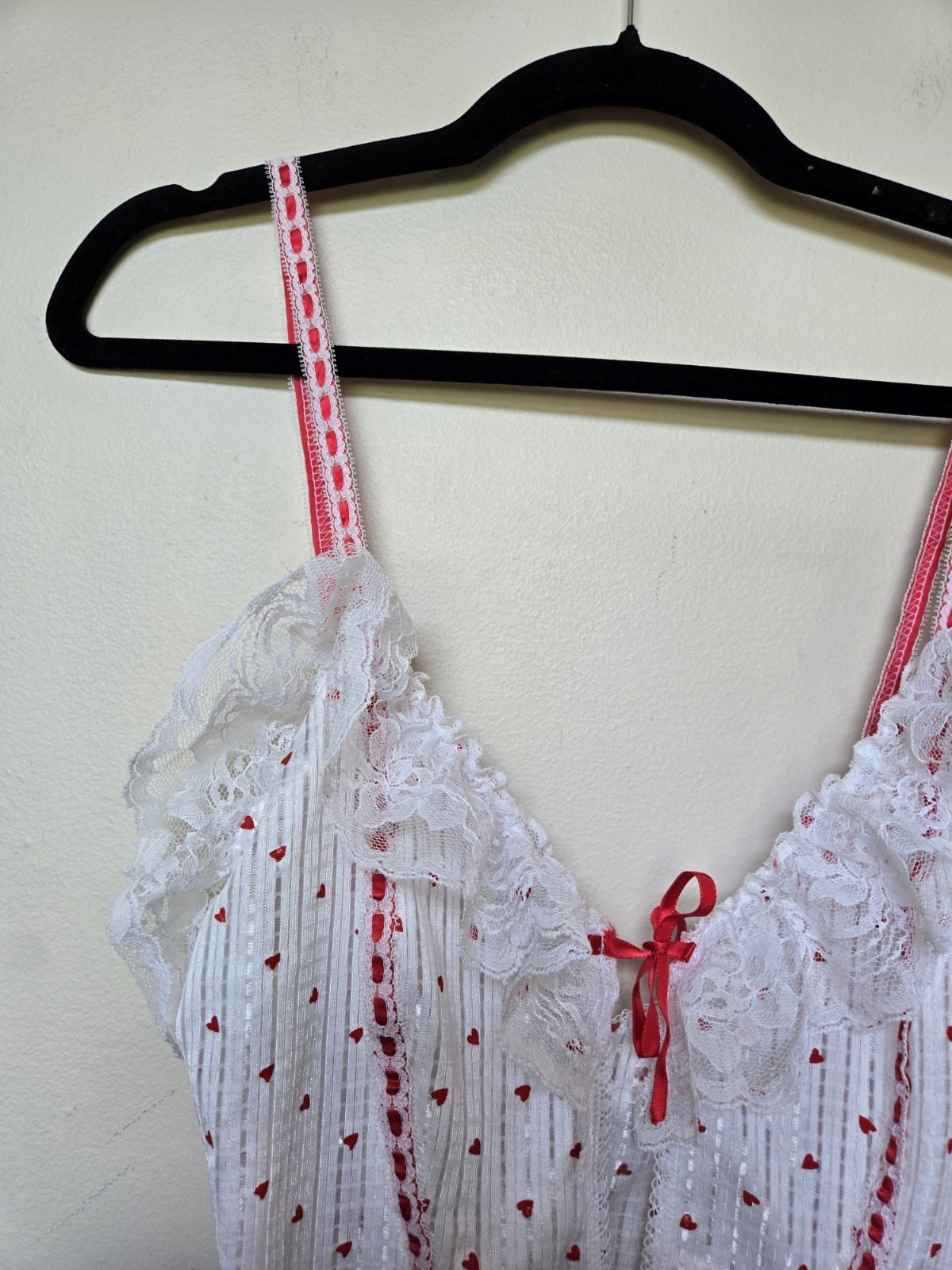 Vintage Alana Gale Teddie Twee Tiny Heart Ruffle Lace Lingerie Sz Mone Piece