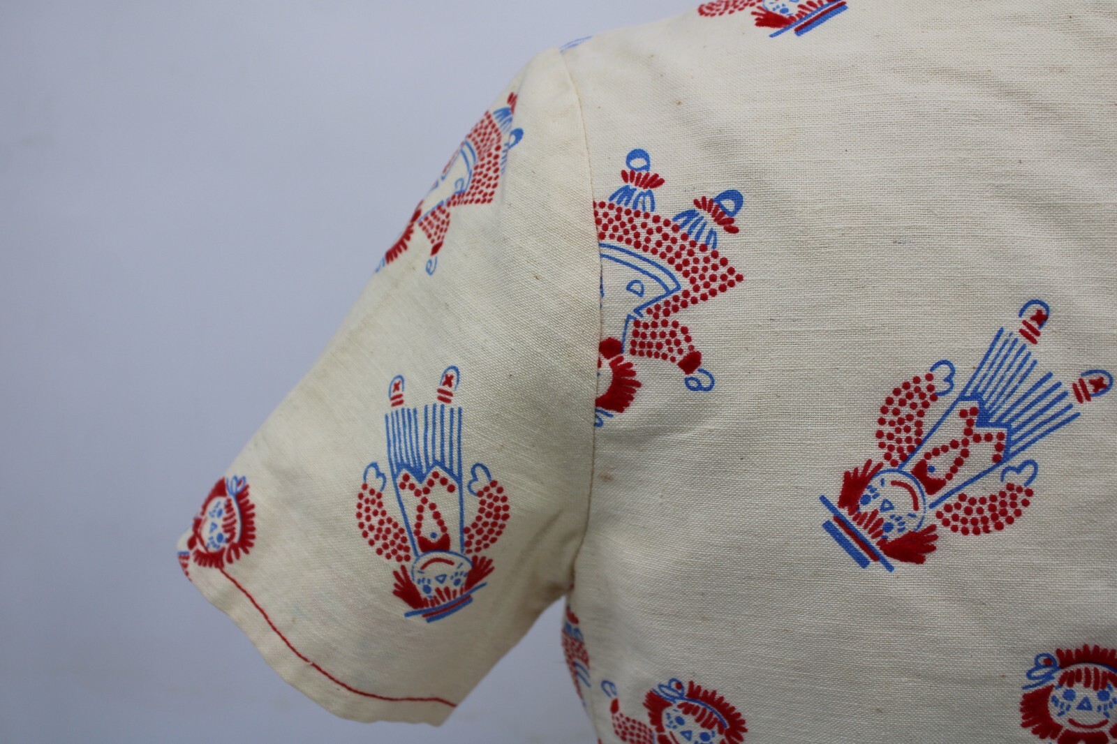 1960s Women Cotton blouse Short Sleeve High Waist