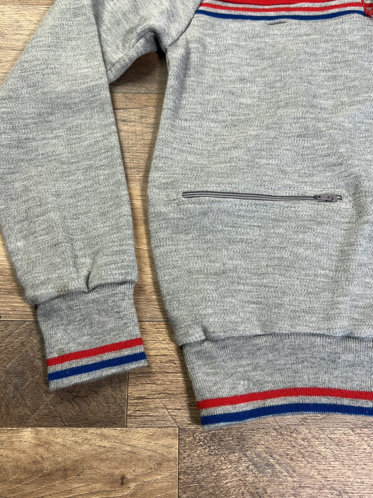 70s Sweater 1/4 Zip Acrylic Vintage Eileen High Collar Zip Pocket Medium .