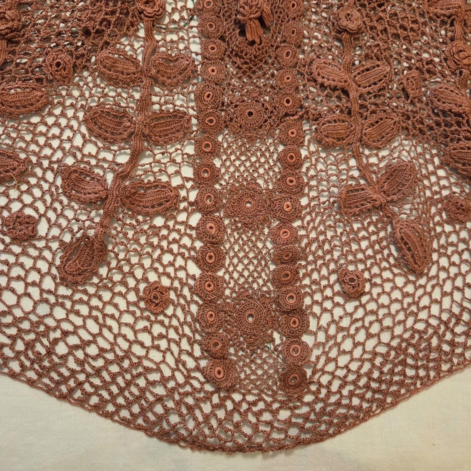 Victorian Irish Crochet Lace Top Blouse Mock Neck Edwardian Steampunk Size SM