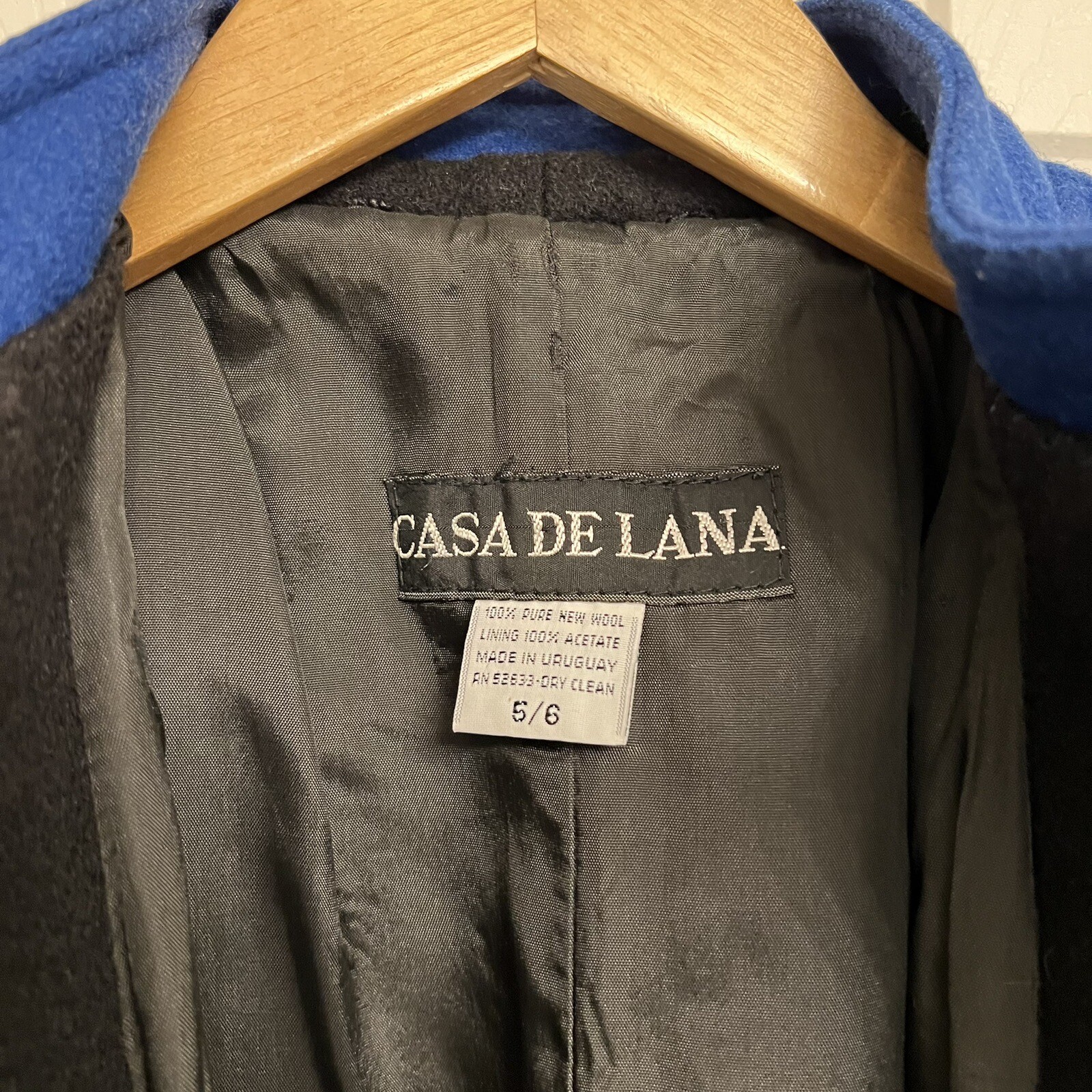 Wool Coat Casa De Lana Women’s size 5/6 Small Bright Royal Blue Vtg Retro Winter
