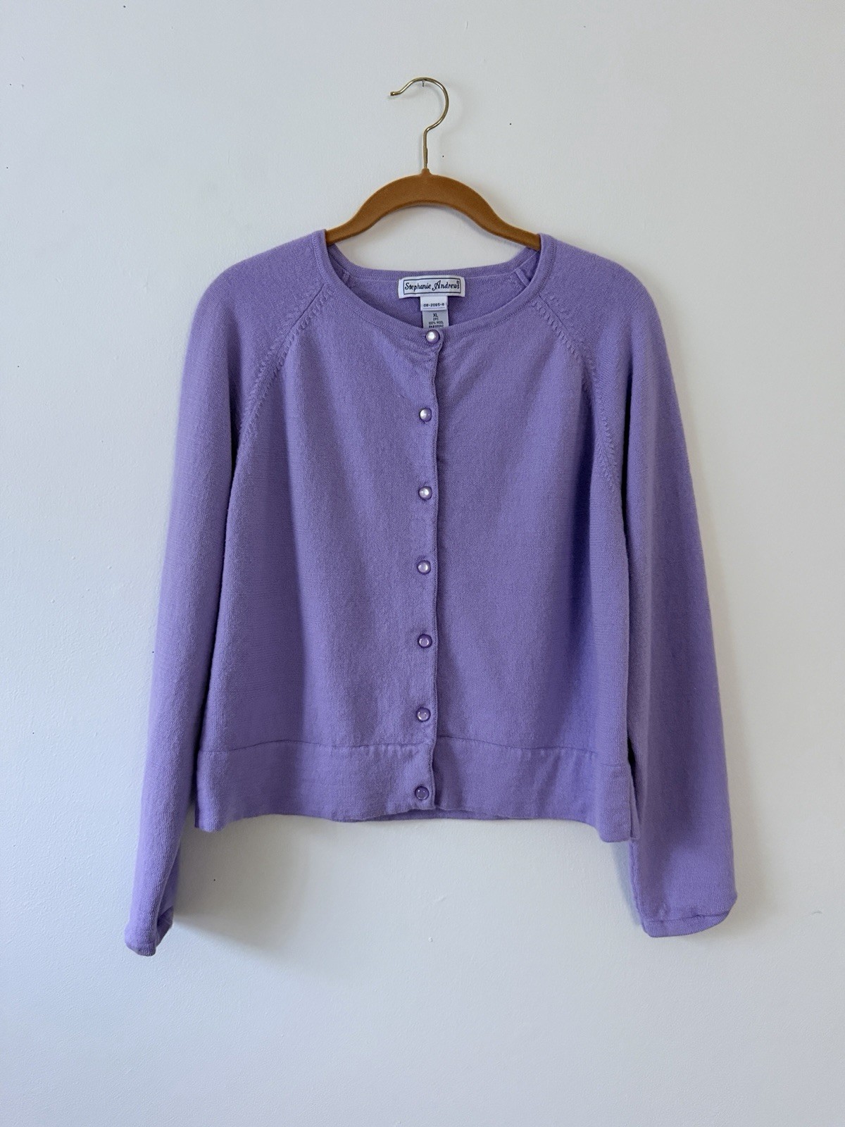 Vintage 100% Wool Lavender Cardigan Sweater | Stephanie Andrews