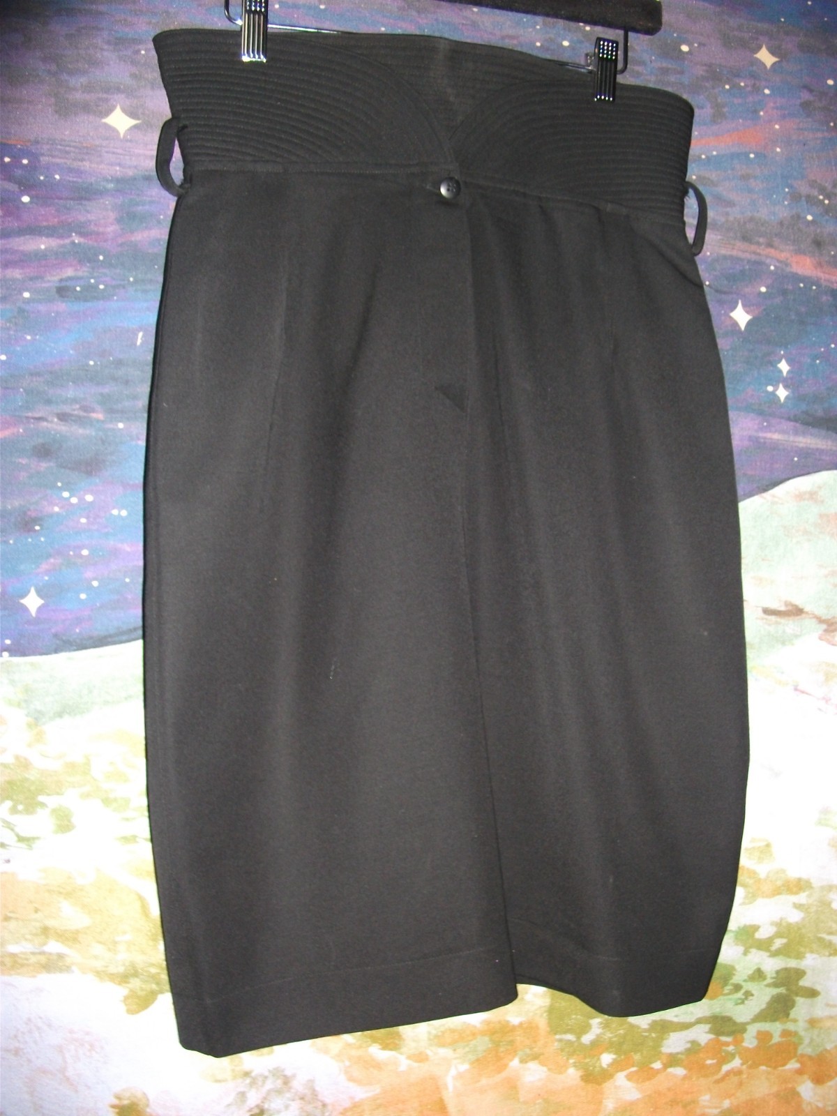 Vintage Claude Montana Paris Wool Skirt 1980s Black Made in Italy Lined