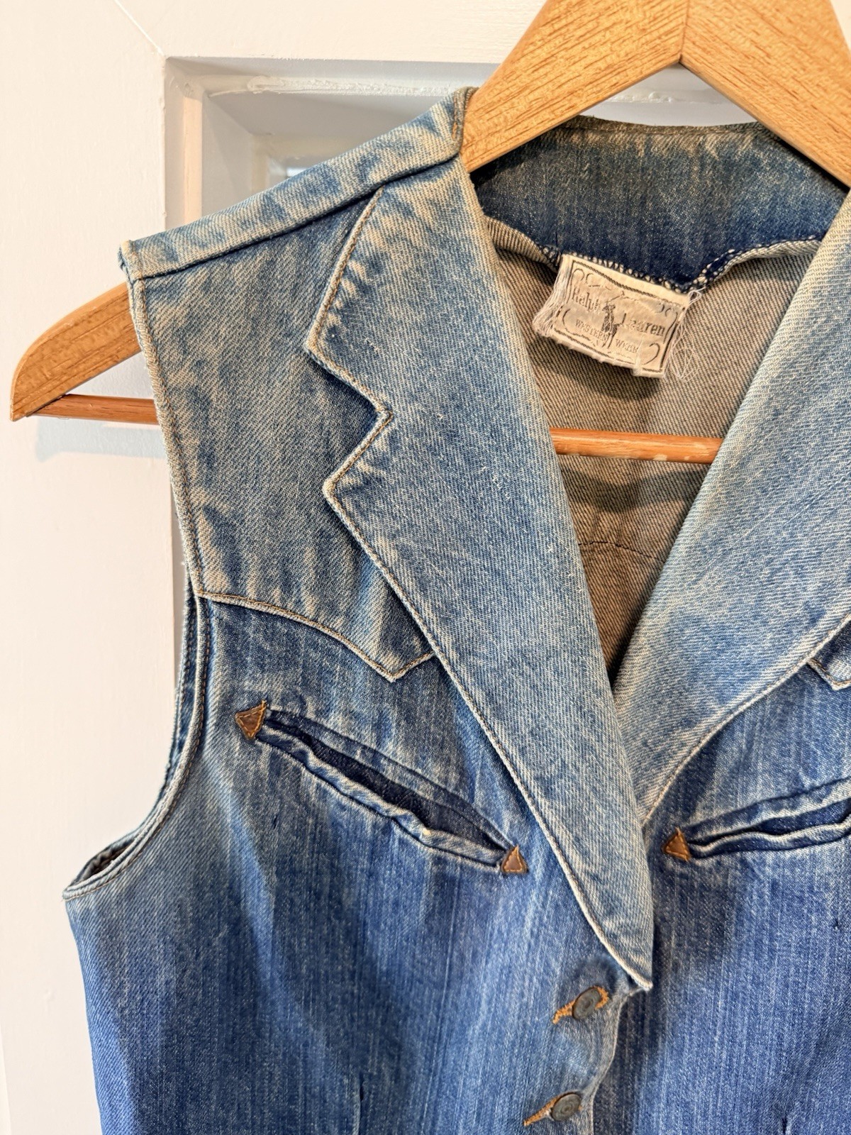 Vintage 70s Ralph Lauren Western Wear Denim Vest 1970s RRL Country Southwest USA