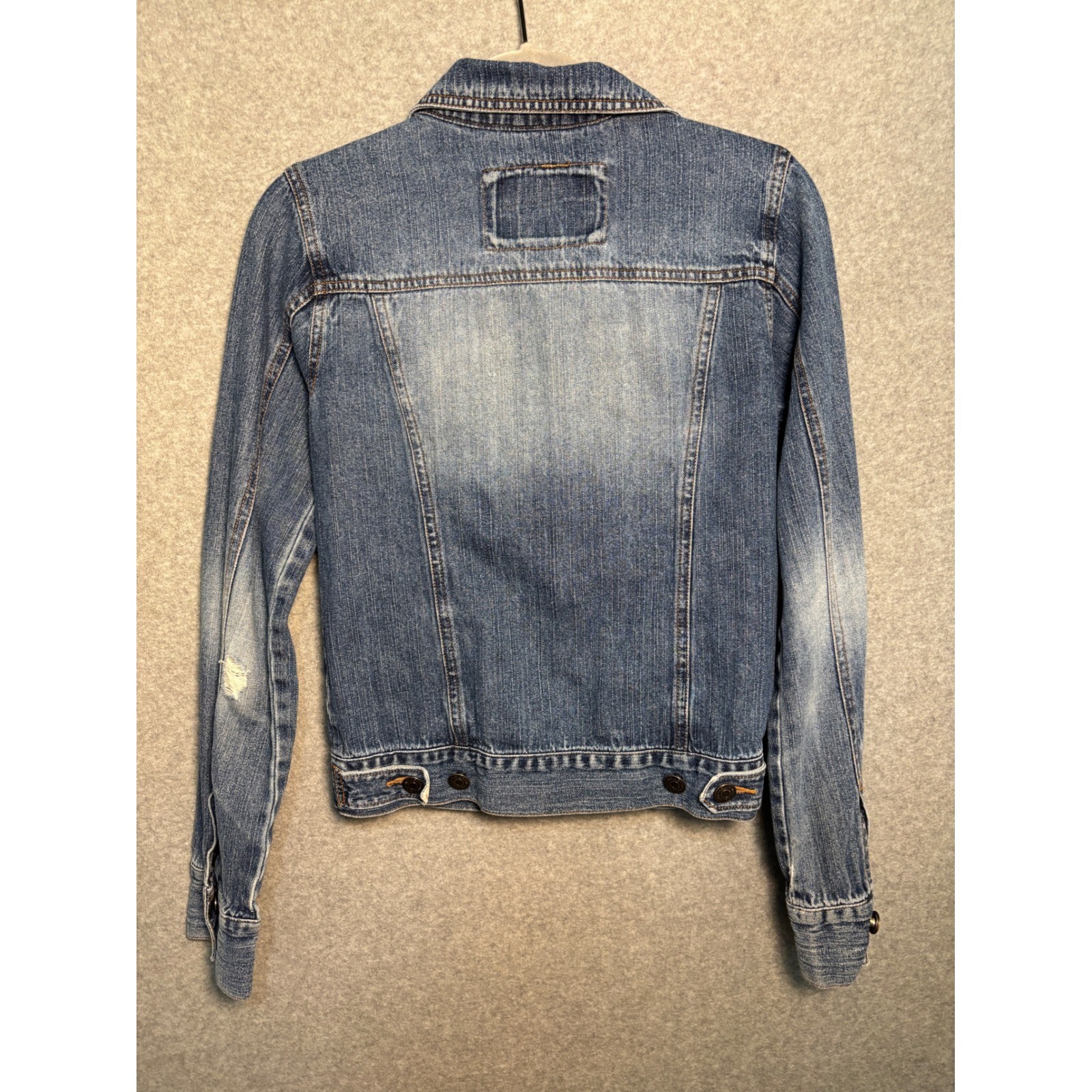Hollister Y2K Denim Jacket XS Distressed Trucker Vintage 2000s Coquette Women