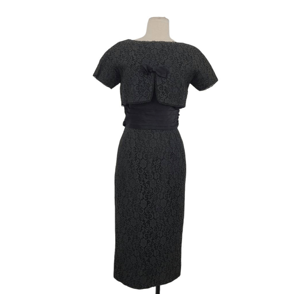 Vintage 1940s 1950s? Natlynn Black Wiggle Dress Sz Small Pin Up Old Hollywood