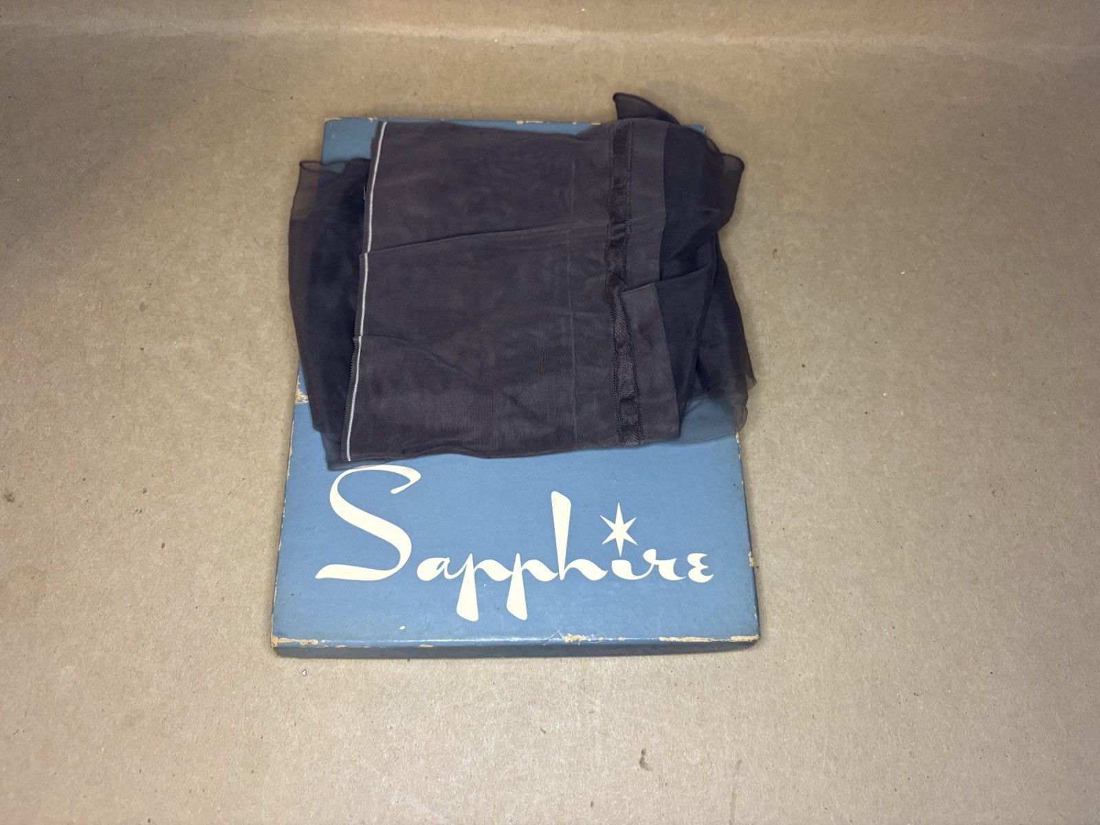 Vintage Sapphire Stockings 2 Pairs Navy Blue + Tan | Size Small Nylon Material